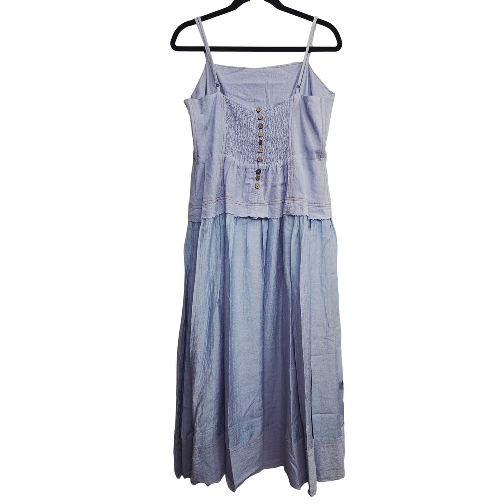 Umgee Light Blue Midi Dress L Boho Cottagecore Coquette Flowy Cotton Sundress